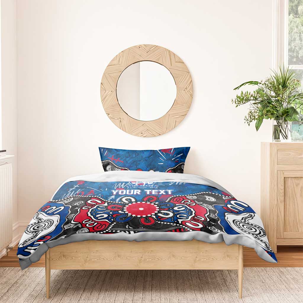 Personalized Western Bulldogs 100 Years Anniversary Bedding Set Aboriginal Dot Painting Graffiti Style