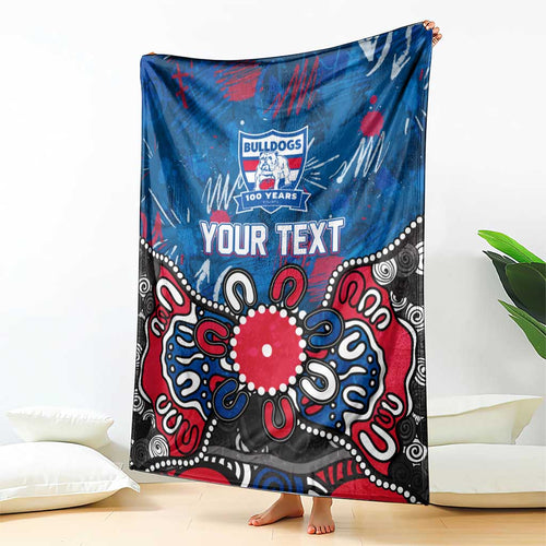Personalized Western Bulldogs 100 Years Anniversary Blanket Aboriginal Dot Painting Graffiti Style