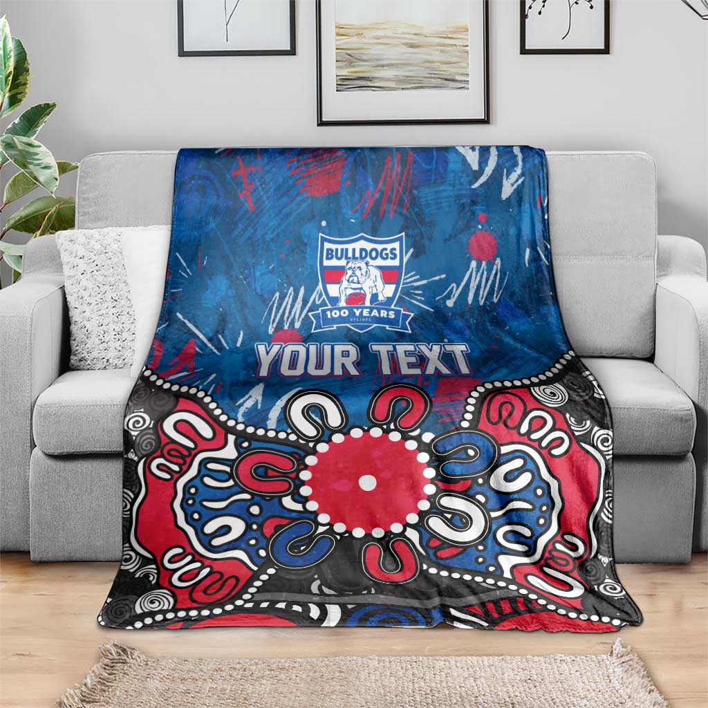 Personalized Western Bulldogs 100 Years Anniversary Blanket Aboriginal Dot Painting Graffiti Style