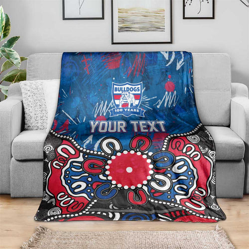 Personalized Western Bulldogs 100 Years Anniversary Blanket Aboriginal Dot Painting Graffiti Style
