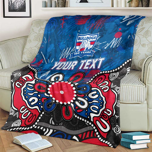 Personalized Western Bulldogs 100 Years Anniversary Blanket Aboriginal Dot Painting Graffiti Style