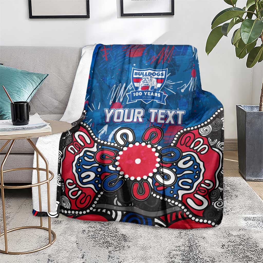 Personalized Western Bulldogs 100 Years Anniversary Blanket Aboriginal Dot Painting Graffiti Style