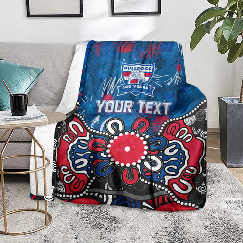 Personalized Western Bulldogs 100 Years Anniversary Blanket Aboriginal Dot Painting Graffiti Style