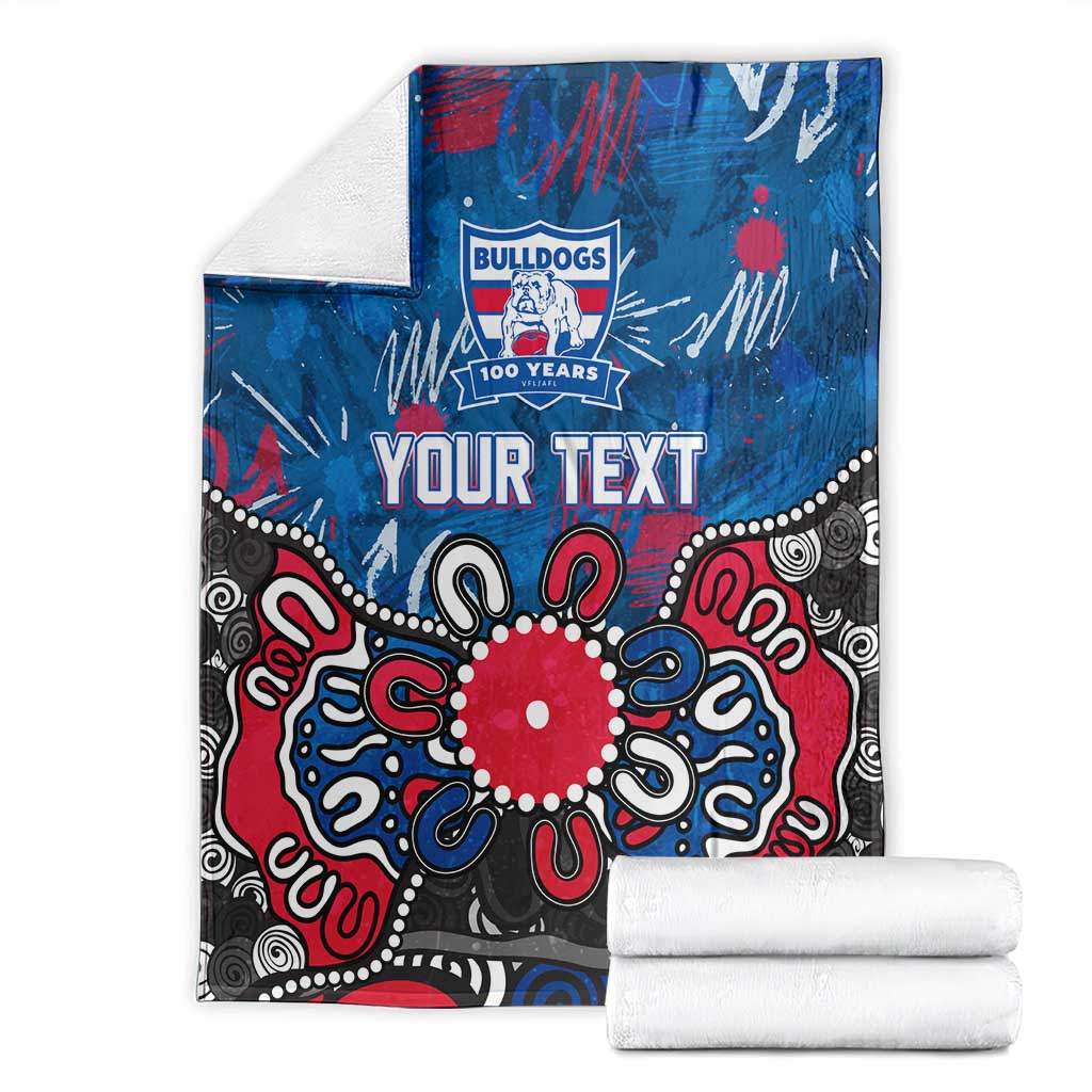 Personalized Western Bulldogs 100 Years Anniversary Blanket Aboriginal Dot Painting Graffiti Style