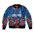 Personalized Western Bulldogs 100 Years Anniversary Bomber Jacket Aboriginal Dot Painting Graffiti Style