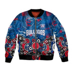 Personalized Western Bulldogs 100 Years Anniversary Bomber Jacket Aboriginal Dot Painting Graffiti Style