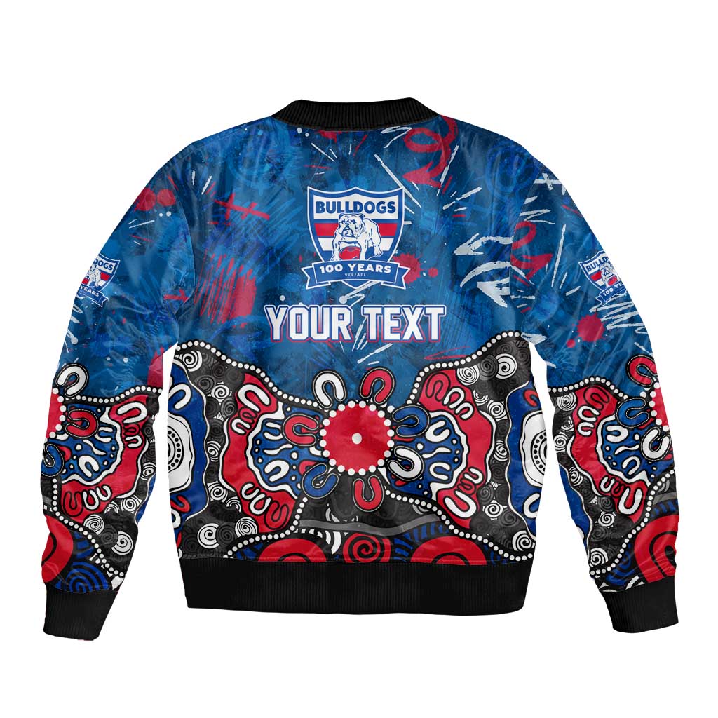 Personalized Western Bulldogs 100 Years Anniversary Bomber Jacket Aboriginal Dot Painting Graffiti Style