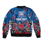 Personalized Western Bulldogs 100 Years Anniversary Bomber Jacket Aboriginal Dot Painting Graffiti Style