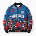 Personalized Western Bulldogs 100 Years Anniversary Bomber Puffer Jacket Aboriginal Dot Painting Graffiti Style