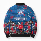 Personalized Western Bulldogs 100 Years Anniversary Bomber Puffer Jacket Aboriginal Dot Painting Graffiti Style