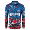 Personalized Western Bulldogs 100 Years Anniversary Button Sweatshirt Aboriginal Dot Painting Graffiti Style