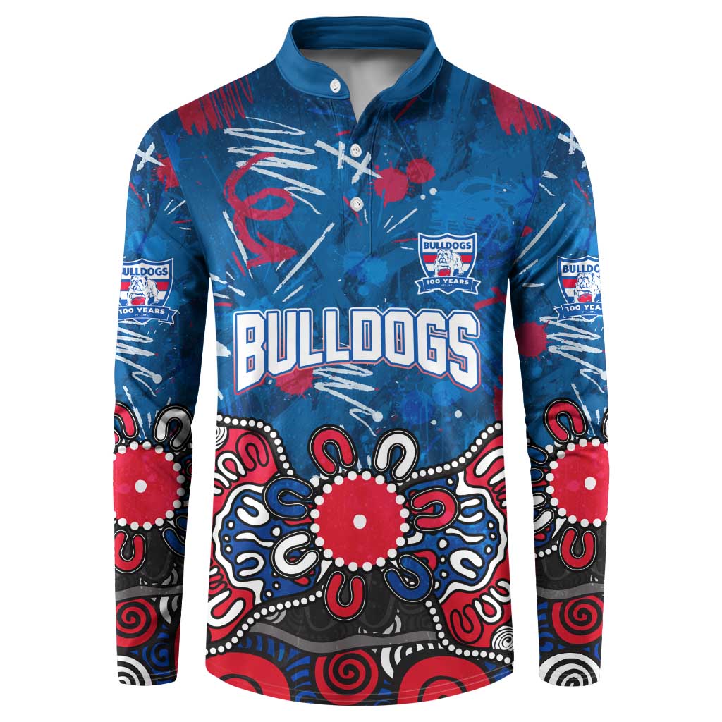 Personalized Western Bulldogs 100 Years Anniversary Button Sweatshirt Aboriginal Dot Painting Graffiti Style