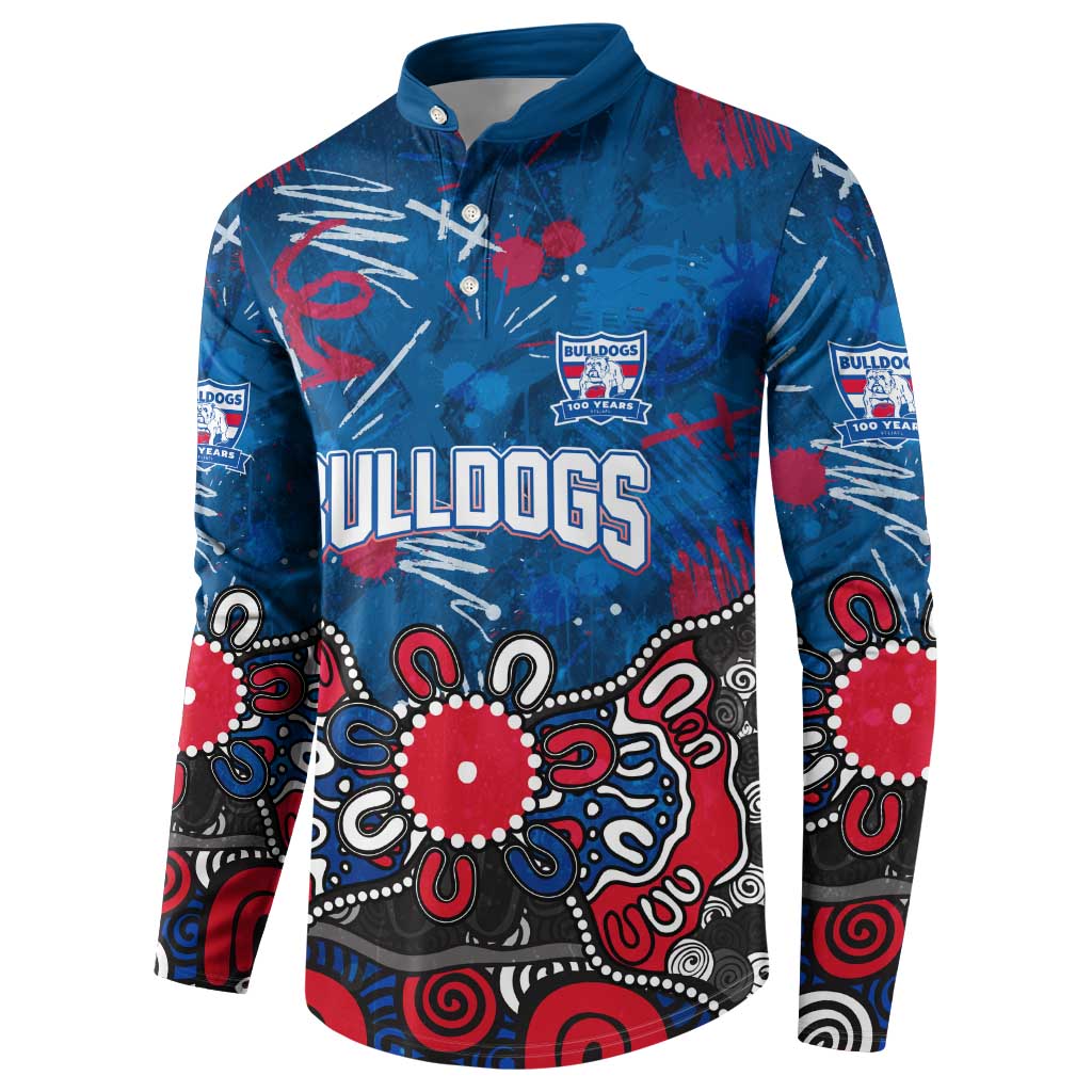 Personalized Western Bulldogs 100 Years Anniversary Button Sweatshirt Aboriginal Dot Painting Graffiti Style