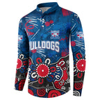 Personalized Western Bulldogs 100 Years Anniversary Button Sweatshirt Aboriginal Dot Painting Graffiti Style