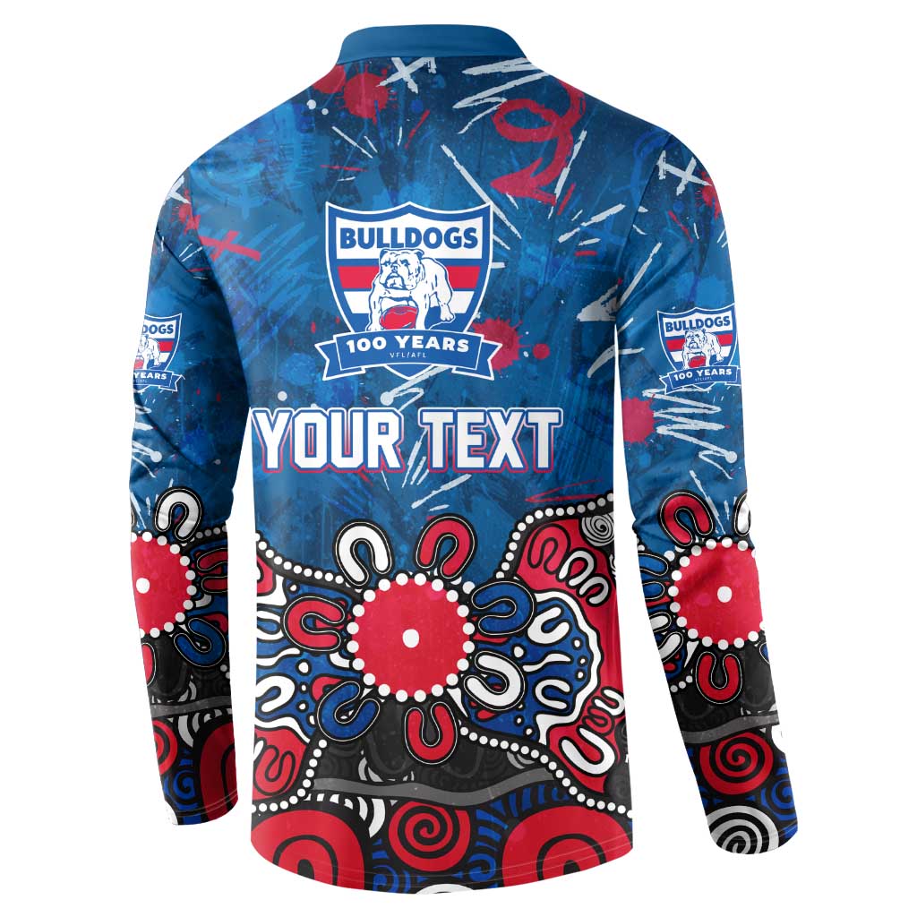 Personalized Western Bulldogs 100 Years Anniversary Button Sweatshirt Aboriginal Dot Painting Graffiti Style
