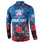 Personalized Western Bulldogs 100 Years Anniversary Button Sweatshirt Aboriginal Dot Painting Graffiti Style