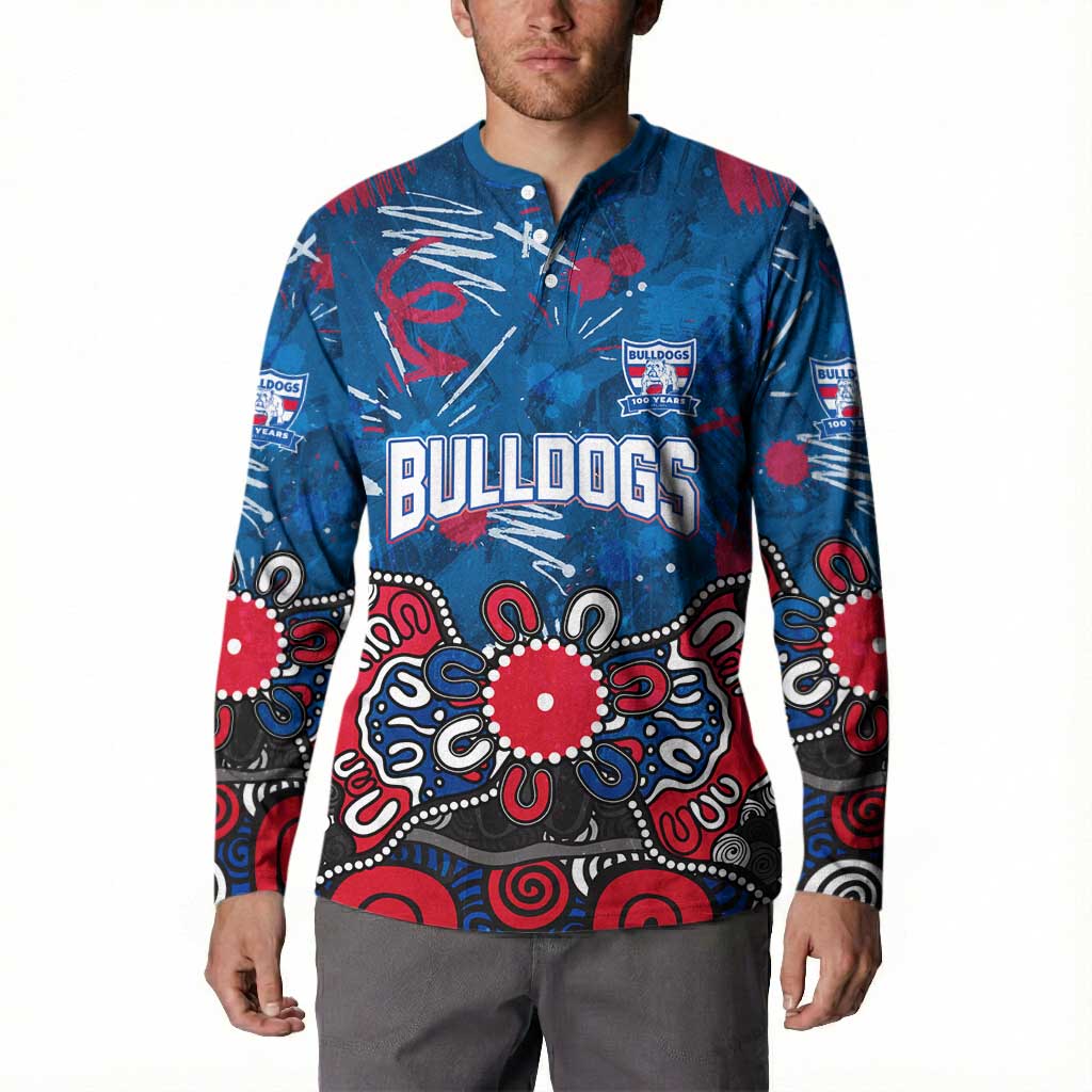 Personalized Western Bulldogs 100 Years Anniversary Button Sweatshirt Aboriginal Dot Painting Graffiti Style