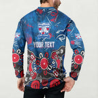 Personalized Western Bulldogs 100 Years Anniversary Button Sweatshirt Aboriginal Dot Painting Graffiti Style
