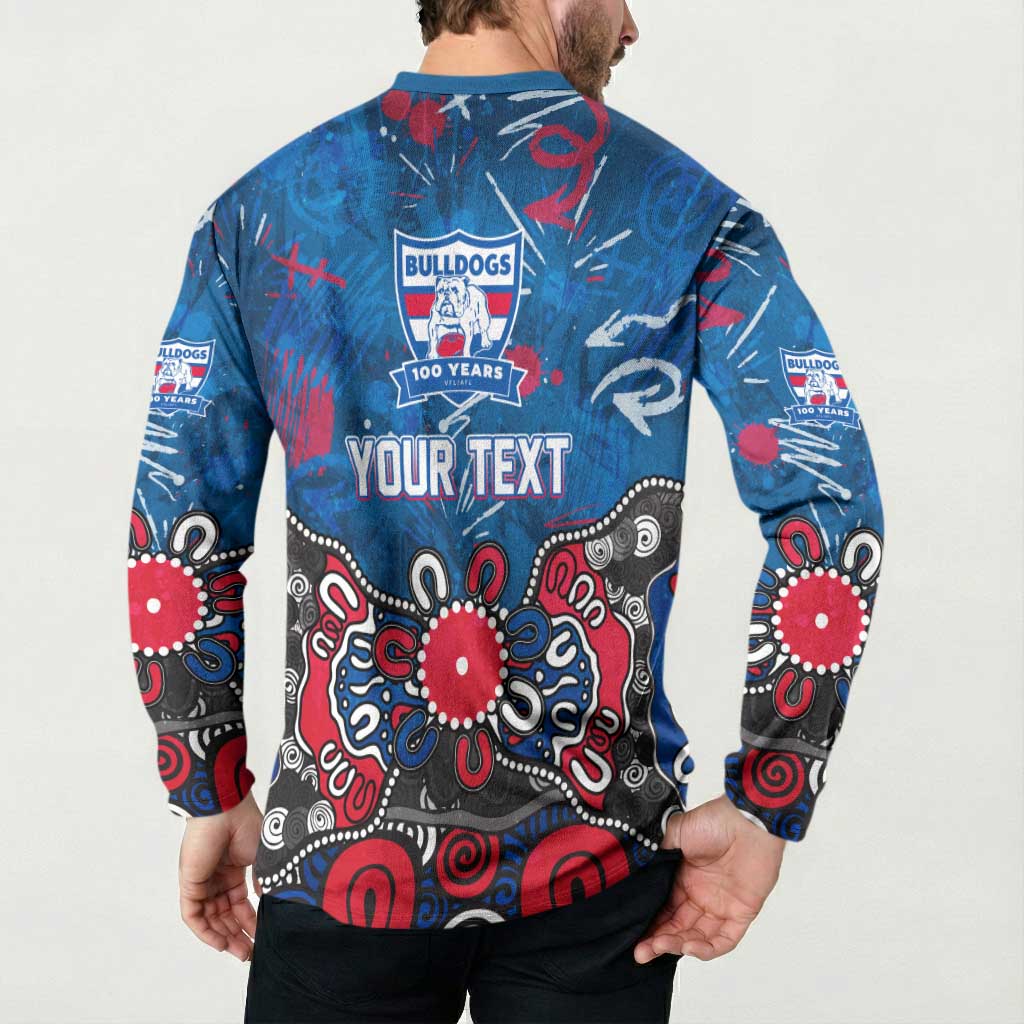 Personalized Western Bulldogs 100 Years Anniversary Button Sweatshirt Aboriginal Dot Painting Graffiti Style