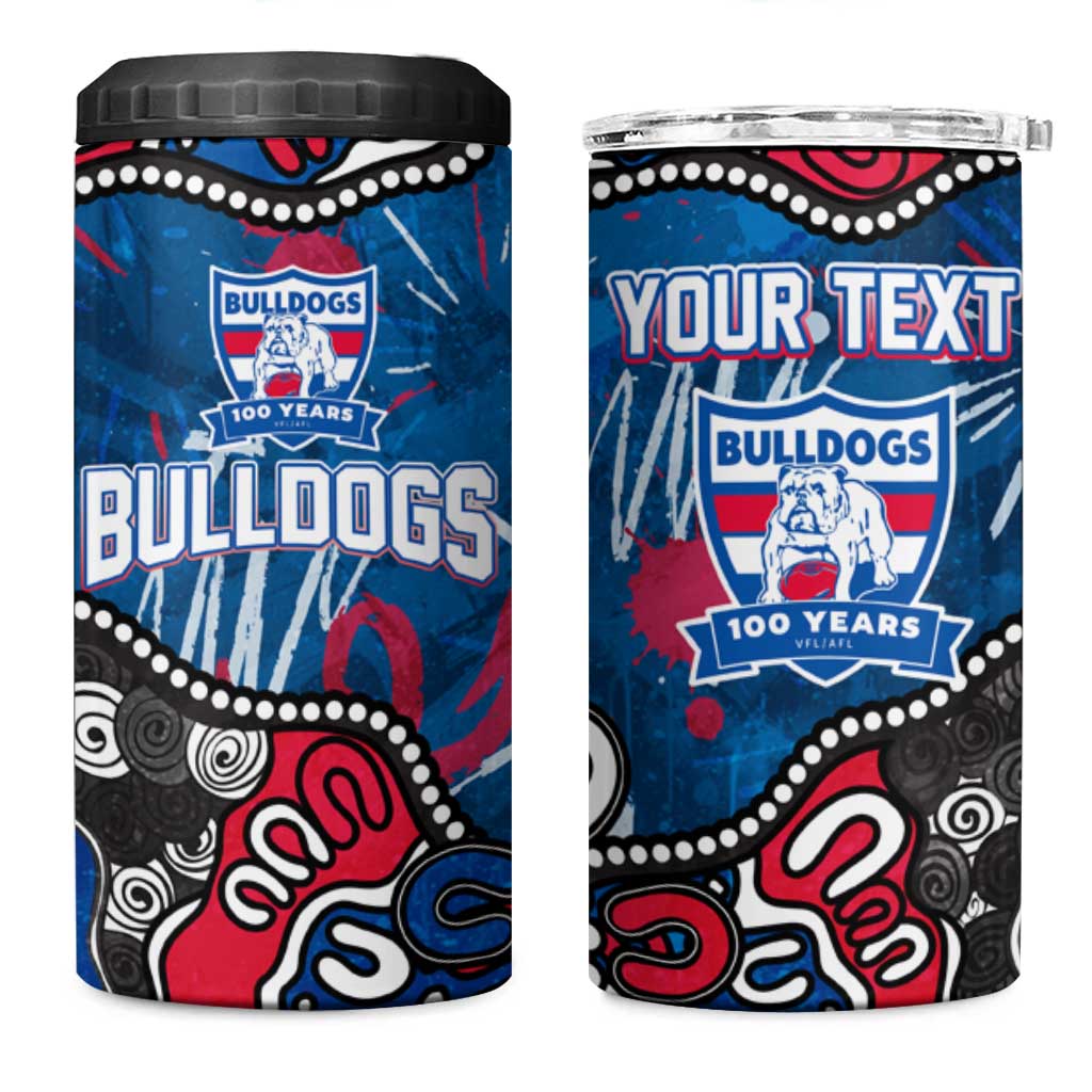 Personalized Western Bulldogs 100 Years Anniversary 4 in 1 Can Cooler Tumbler Aboriginal Dot Painting Graffiti Style