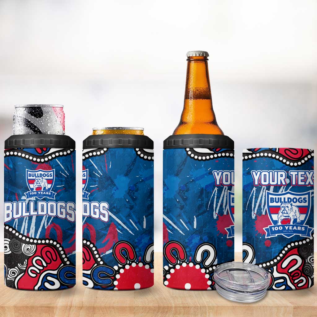 Personalized Western Bulldogs 100 Years Anniversary 4 in 1 Can Cooler Tumbler Aboriginal Dot Painting Graffiti Style
