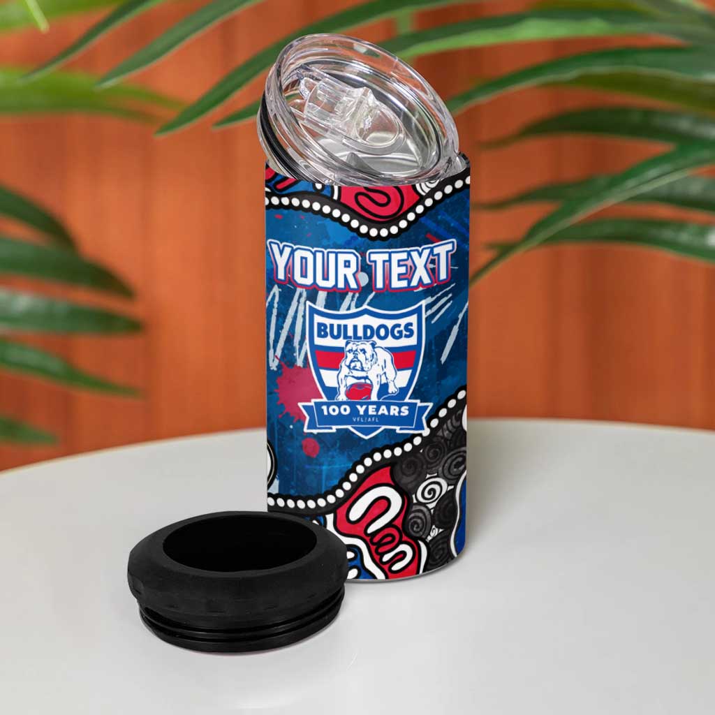 Personalized Western Bulldogs 100 Years Anniversary 4 in 1 Can Cooler Tumbler Aboriginal Dot Painting Graffiti Style
