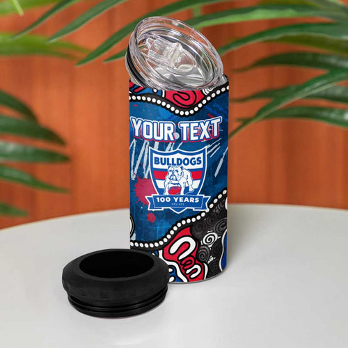 Personalized Western Bulldogs 100 Years Anniversary 4 in 1 Can Cooler Tumbler Aboriginal Dot Painting Graffiti Style