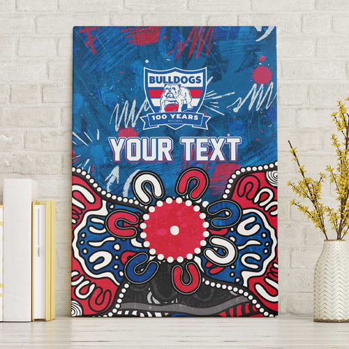 Personalized Western Bulldogs 100 Years Anniversary Canvas Wall Art Aboriginal Dot Painting Graffiti Style