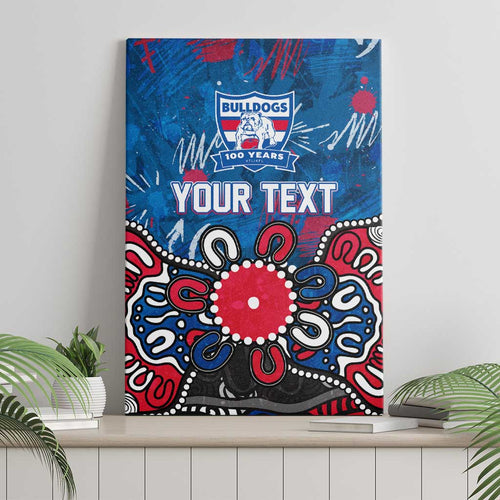 Personalized Western Bulldogs 100 Years Anniversary Canvas Wall Art Aboriginal Dot Painting Graffiti Style