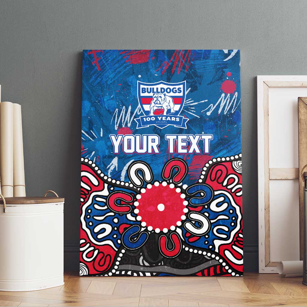 Personalized Western Bulldogs 100 Years Anniversary Canvas Wall Art Aboriginal Dot Painting Graffiti Style