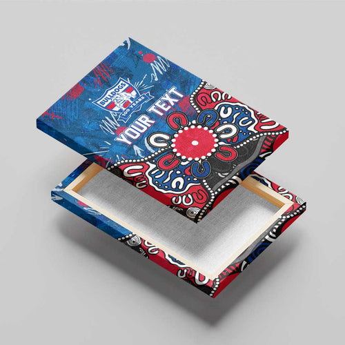 Personalized Western Bulldogs 100 Years Anniversary Canvas Wall Art Aboriginal Dot Painting Graffiti Style