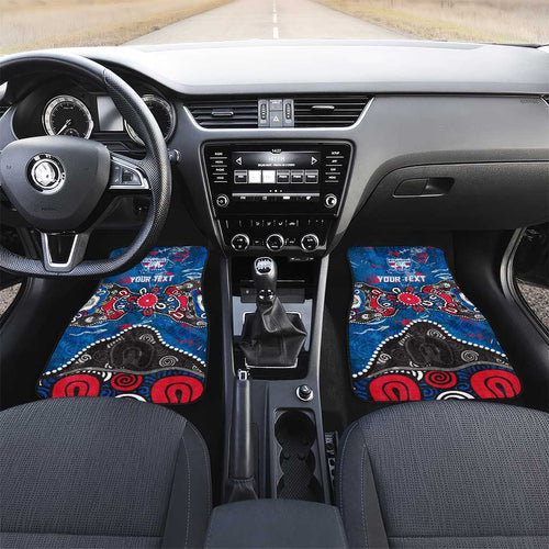 Personalized Western Bulldogs 100 Years Anniversary Car Mats Aboriginal Dot Painting Graffiti Style