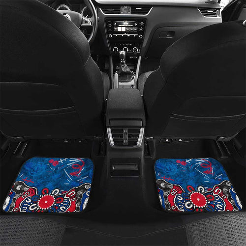 Personalized Western Bulldogs 100 Years Anniversary Car Mats Aboriginal Dot Painting Graffiti Style