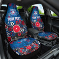 Personalized Western Bulldogs 100 Years Anniversary Car Seat Cover Aboriginal Dot Painting Graffiti Style