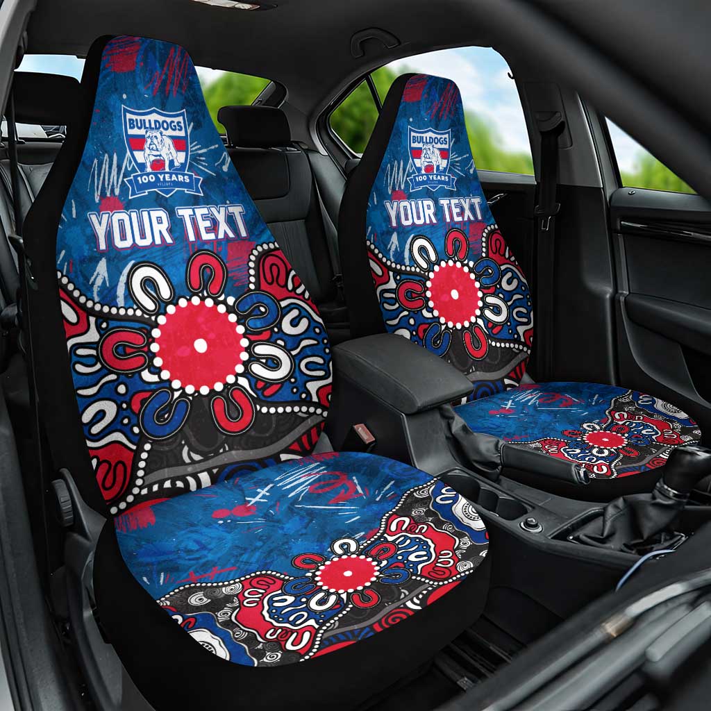 Personalized Western Bulldogs 100 Years Anniversary Car Seat Cover Aboriginal Dot Painting Graffiti Style