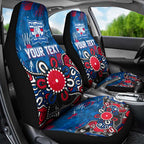 Personalized Western Bulldogs 100 Years Anniversary Car Seat Cover Aboriginal Dot Painting Graffiti Style