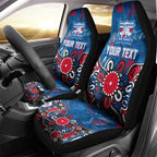Personalized Western Bulldogs 100 Years Anniversary Car Seat Cover Aboriginal Dot Painting Graffiti Style