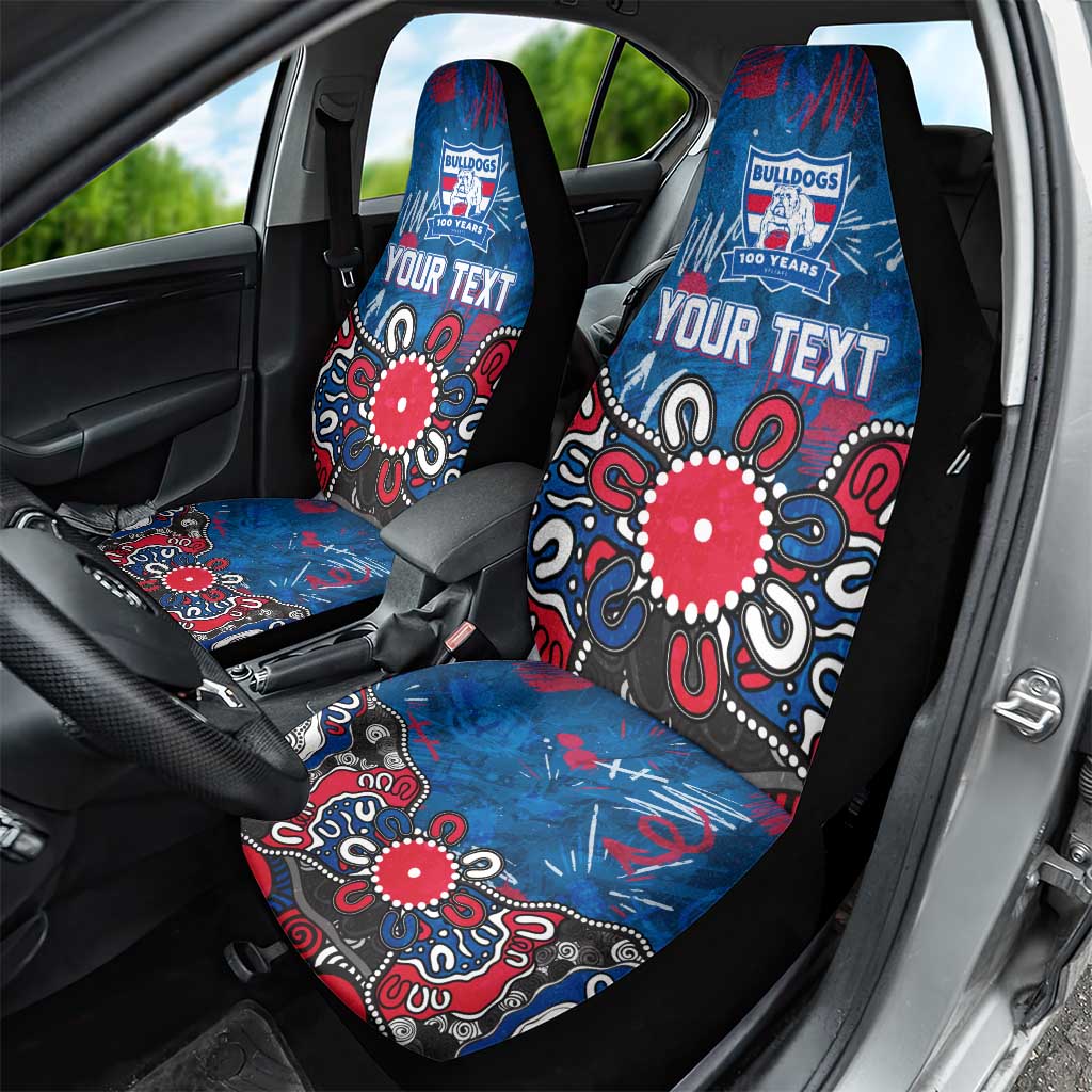 Personalized Western Bulldogs 100 Years Anniversary Car Seat Cover Aboriginal Dot Painting Graffiti Style