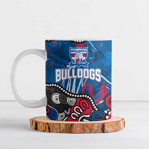 Personalized Western Bulldogs 100 Years Anniversary Ceramic Mug Aboriginal Dot Painting Graffiti Style