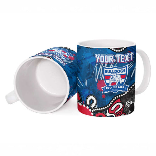 Personalized Western Bulldogs 100 Years Anniversary Ceramic Mug Aboriginal Dot Painting Graffiti Style