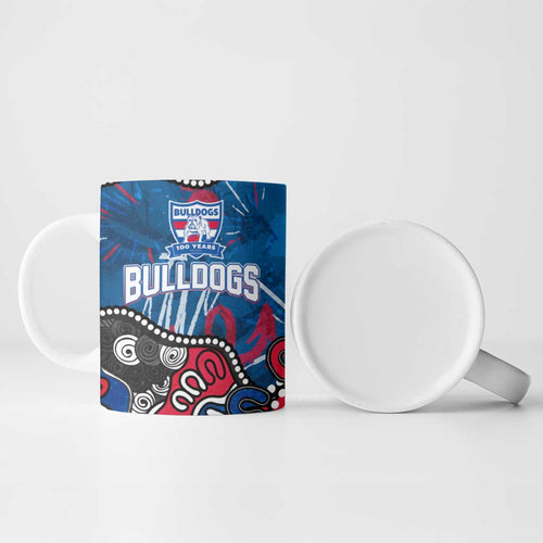 Personalized Western Bulldogs 100 Years Anniversary Ceramic Mug Aboriginal Dot Painting Graffiti Style