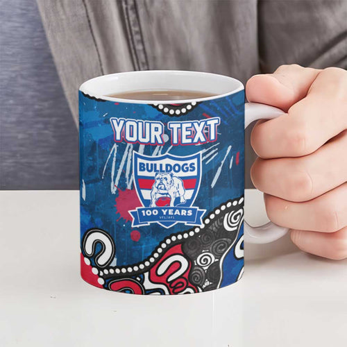 Personalized Western Bulldogs 100 Years Anniversary Ceramic Mug Aboriginal Dot Painting Graffiti Style