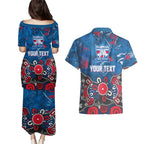 Personalized Western Bulldogs 100 Years Anniversary Couples Matching Puletasi and Hawaiian Shirt Aboriginal Dot Painting Graffiti Style