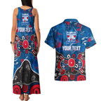 Personalized Western Bulldogs 100 Years Anniversary Couples Matching Tank Maxi Dress and Hawaiian Shirt Aboriginal Dot Painting Graffiti Style