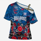Personalized Western Bulldogs 100 Years Anniversary Cross Shoulder Shirt Aboriginal Dot Painting Graffiti Style