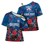Personalized Western Bulldogs 100 Years Anniversary Cross Shoulder Shirt Aboriginal Dot Painting Graffiti Style