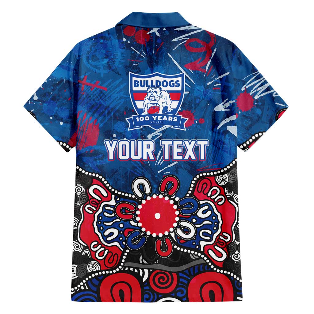 Personalized Western Bulldogs 100 Years Anniversary Family Matching Off The Shoulder Long Sleeve Dress and Hawaiian Shirt Aboriginal Dot Painting Graffiti Style