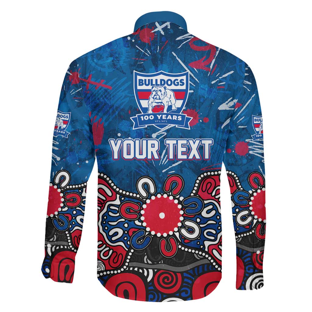 Personalized Western Bulldogs 100 Years Anniversary Family Matching Off The Shoulder Long Sleeve Dress and Hawaiian Shirt Aboriginal Dot Painting Graffiti Style