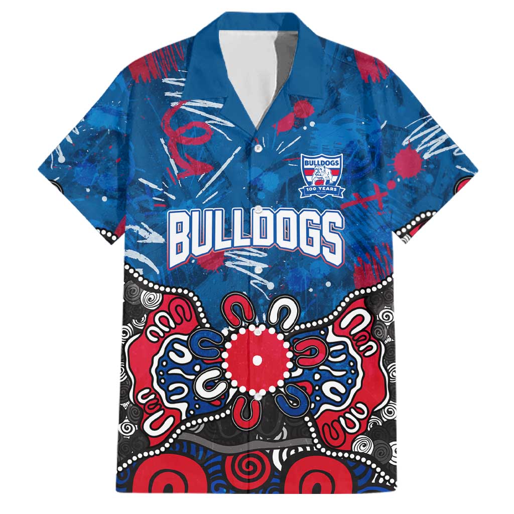 Personalized Western Bulldogs 100 Years Anniversary Family Matching Off Shoulder Maxi Dress and Hawaiian Shirt Aboriginal Dot Painting Graffiti Style