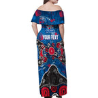 Personalized Western Bulldogs 100 Years Anniversary Family Matching Off Shoulder Maxi Dress and Hawaiian Shirt Aboriginal Dot Painting Graffiti Style
